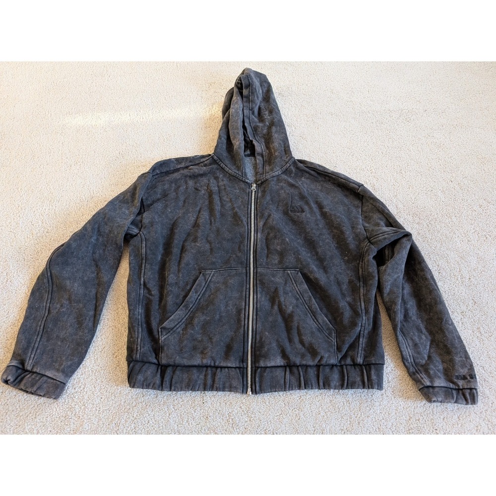 Adidas Womens Full Zip Jacket Size Medium All Szd Washed Hoodie Black Activewear